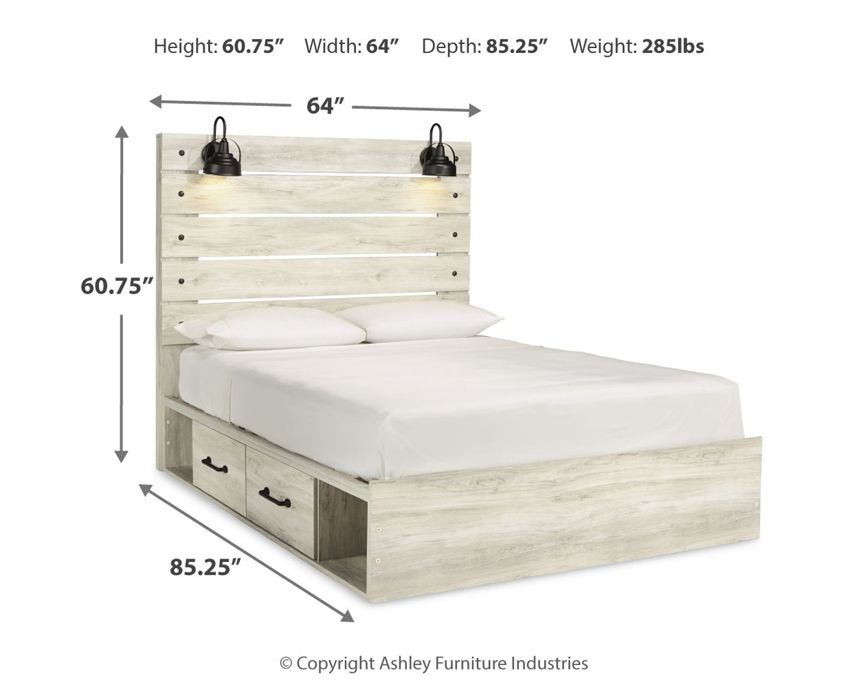 Cambeck Whitewash Queen Panel Bed with Storage, Dresser and 2 Nightstands from Ashley Furniture - Luna Furniture