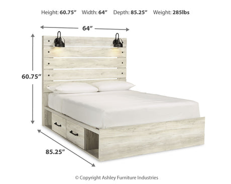 Cambeck Whitewash Queen Panel Bed with Storage, Dresser and 2 Nightstands from Ashley - Luna Furniture