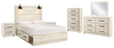 Cambeck Whitewash Queen Panel Storage Bed, Dresser, Mirror, 2 Chests and 2 Nightstands from Ashley - Luna Furniture
