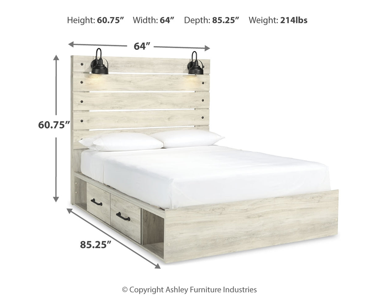 Cambeck Whitewash Queen Panel Storage Bed, Dresser, Mirror, 2 Chests and 2 Nightstands from Ashley - Luna Furniture