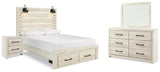 Cambeck Whitewash Queen Panel Storage Bed, Dresser, Mirror and Nightstand from Ashley Furniture - Luna Furniture