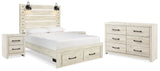 Cambeck Whitewash Queen Panel Storage Bed, Dresser and 2 Nightstands from Ashley - Luna Furniture