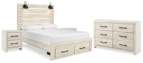 Cambeck Whitewash Queen Panel Storage Bed, Dresser and 2 Nightstands from Ashley - Luna Furniture