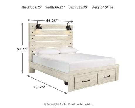 Cambeck Whitewash Queen Panel Storage Bed, Dresser and 2 Nightstands from Ashley - Luna Furniture