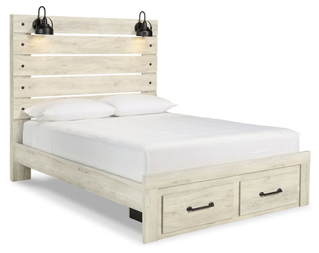 Cambeck Whitewash Queen Panel Storage Bed, Dresser and 2 Nightstands from Ashley - Luna Furniture