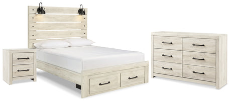 Cambeck Whitewash Queen Panel Storage Bed, Dresser and Nightstand from Ashley Furniture - Luna Furniture