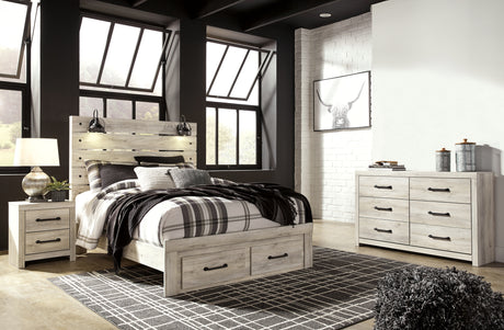 Cambeck Whitewash Queen Panel Storage Bed, Dresser and Nightstand from Ashley Furniture - Luna Furniture