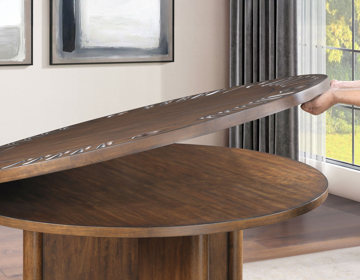 Cambridge Burnished Chestnut Dining Set with Folding Removable Game Top from Steve Silver - Luna Furniture