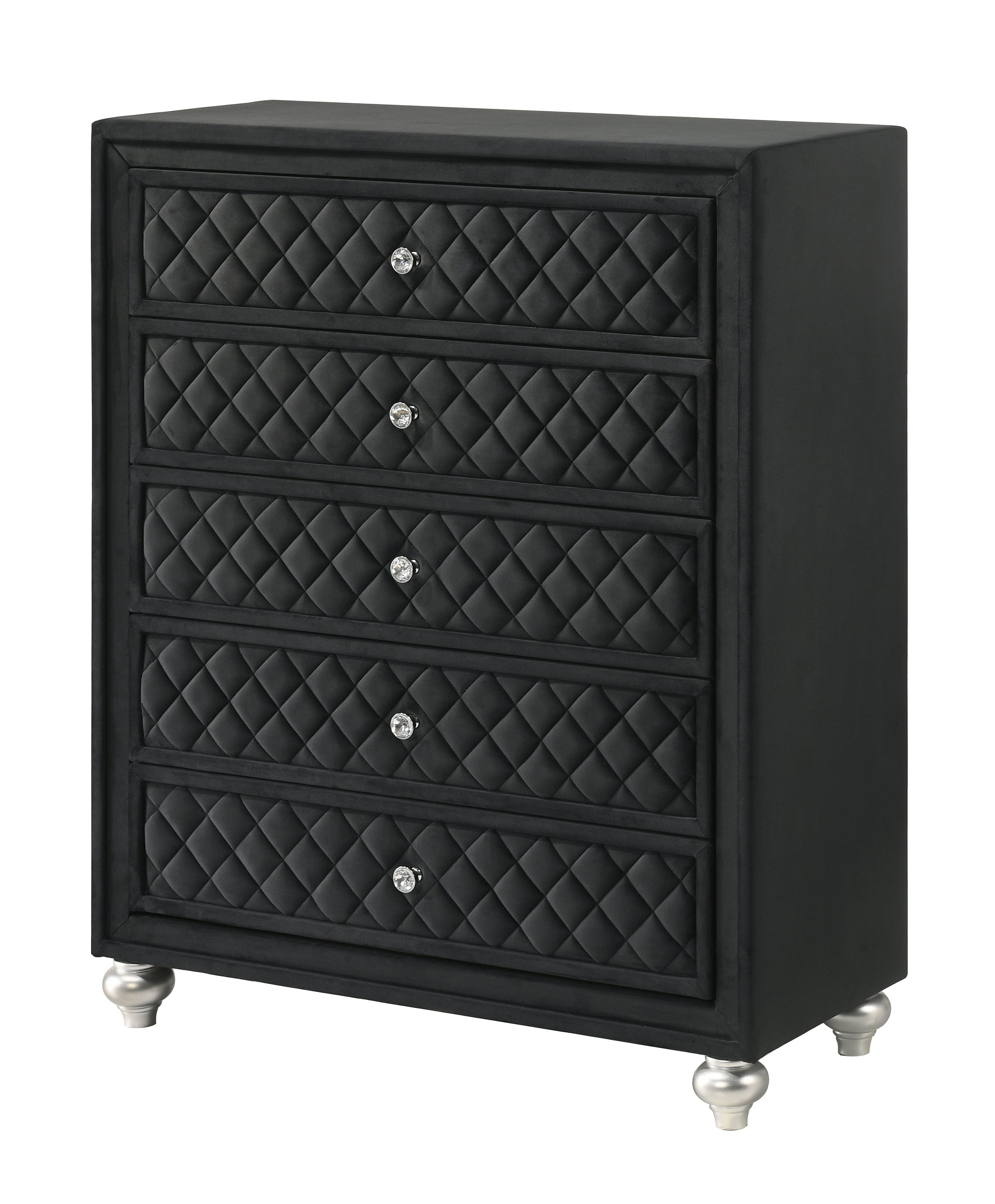 Crown Mark Cameo Black Upholstered Panel Bedroom Set – Luna Furniture
