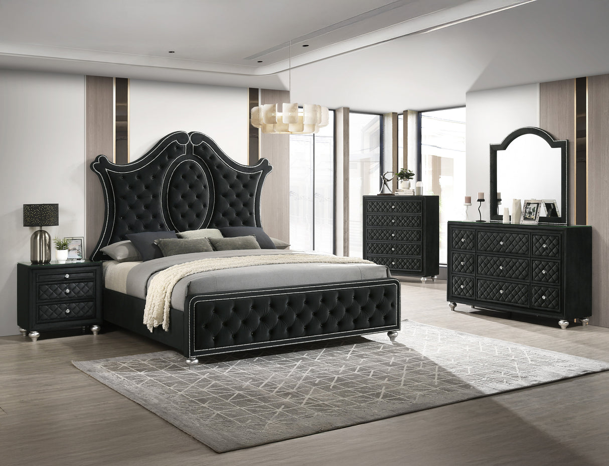 Cameo Black Upholstered Panel Bedroom Set Cameo Black Upholstered Panel Bedroom Set