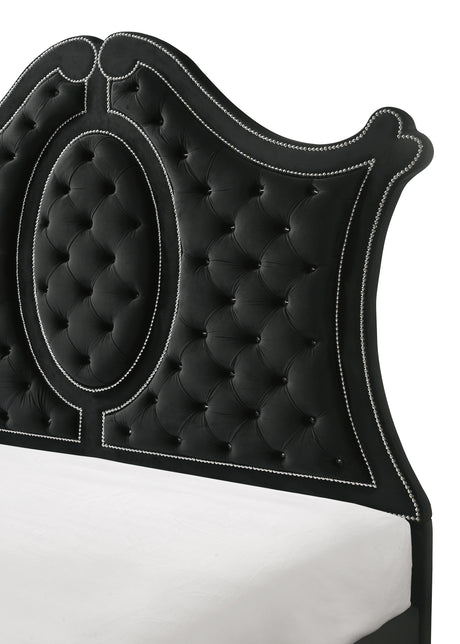 Cameo Black King Upholstered Panel Bed from Crown Mark - Luna Furniture