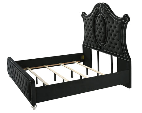 Cameo Black King Upholstered Panel Bed from Crown Mark - Luna Furniture