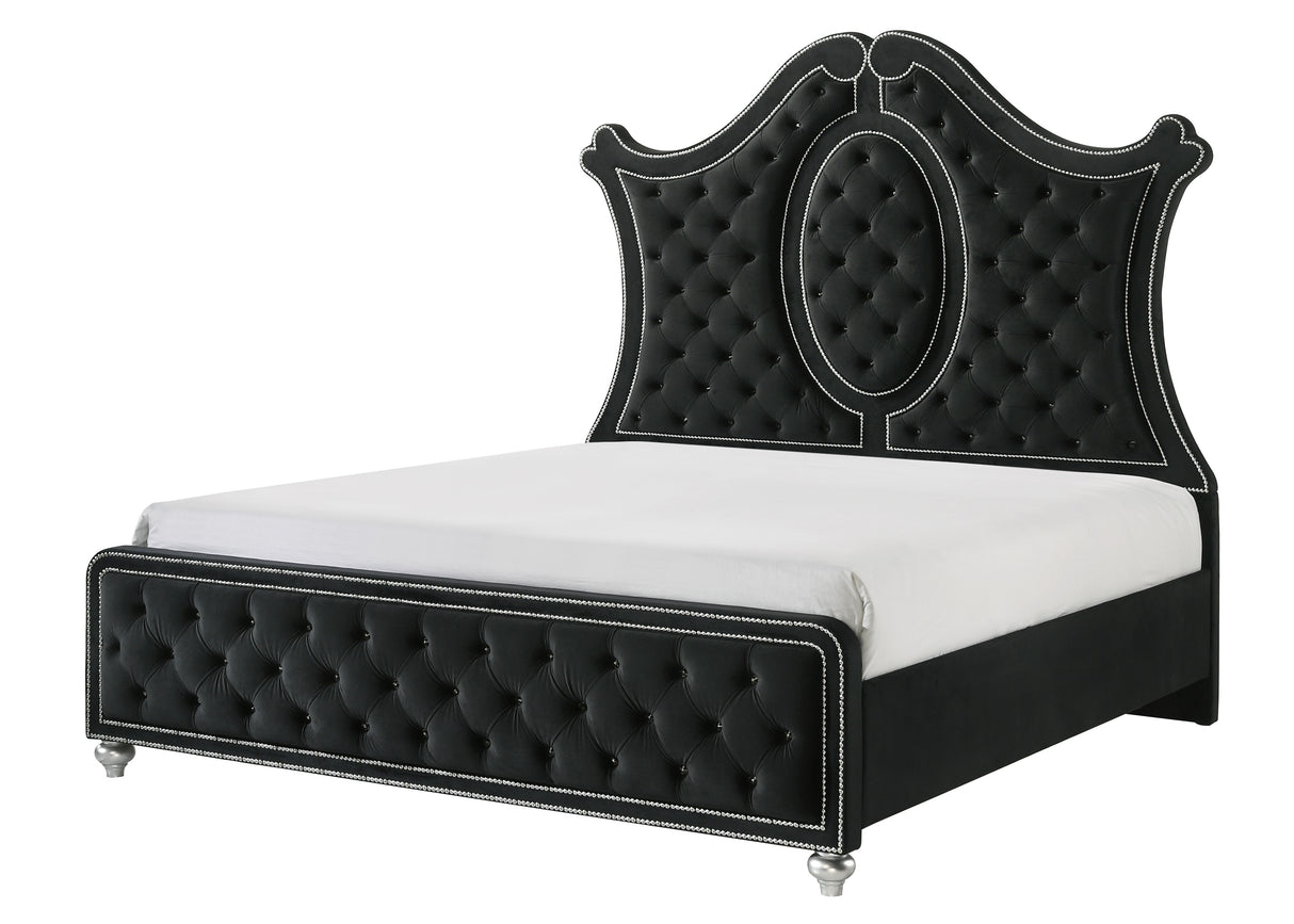 Cameo Black Upholstered Panel Bedroom Set from Crown Mark - Luna Furniture