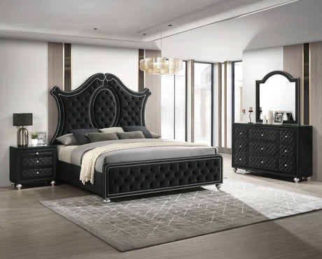 Cameo Black Upholstered Panel Bedroom Set from Crown Mark - Luna Furniture