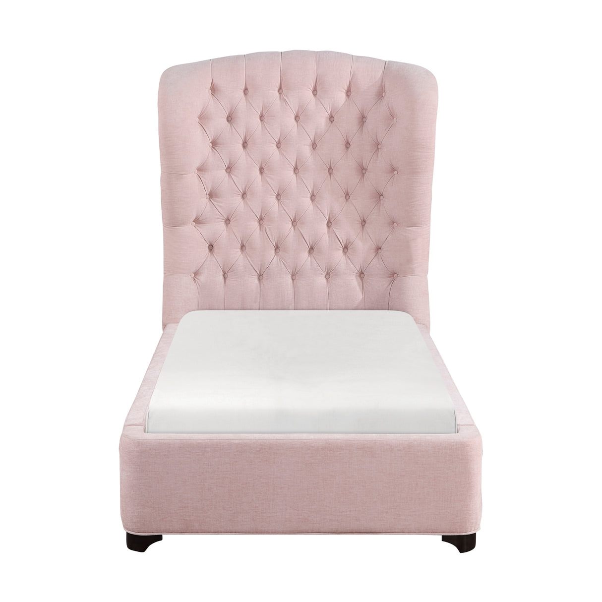 Cameo Pink Twin Upholstered Wingback Bed from Homelegance - Luna Furniture