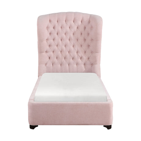 Cameo Pink Twin Upholstered Wingback Bed from Homelegance - Luna Furniture