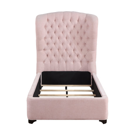 Cameo Pink Twin Upholstered Wingback Bed from Homelegance - Luna Furniture