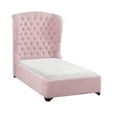 Cameo Pink Twin Upholstered Wingback Bed from Homelegance - Luna Furniture