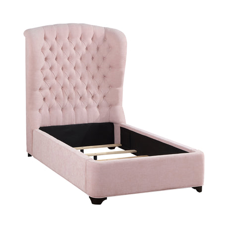 Cameo Pink Twin Upholstered Wingback Bed from Homelegance - Luna Furniture