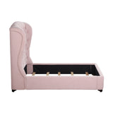 Cameo Pink Twin Upholstered Wingback Bed from Homelegance - Luna Furniture