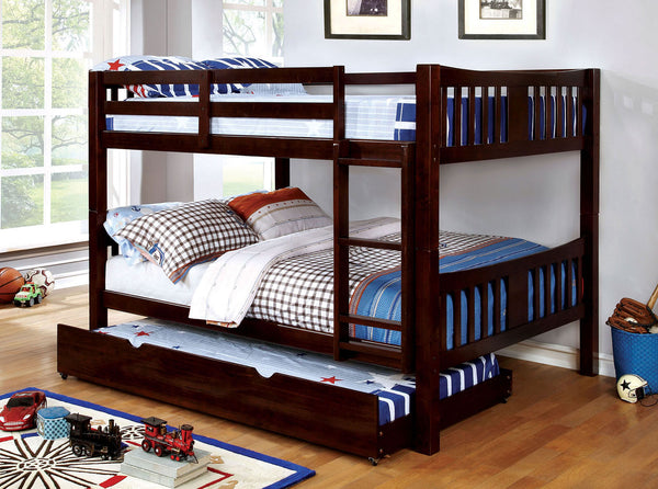 Cameron Dark Walnut Full/Full Bunk Bed, Dark Walnut