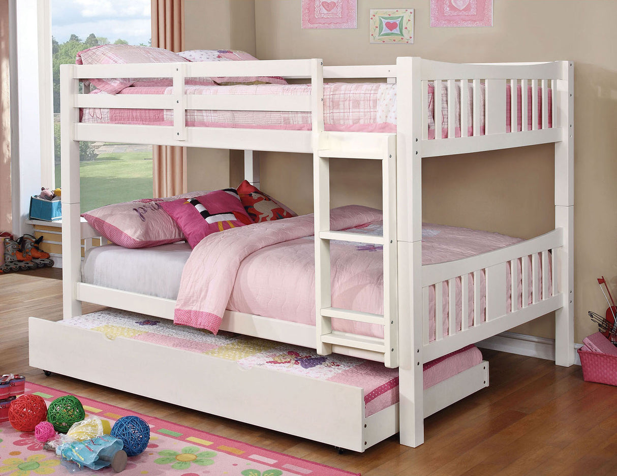 Cameron White Full/Full Bunk Bed, White from Furniture of America - Luna Furniture