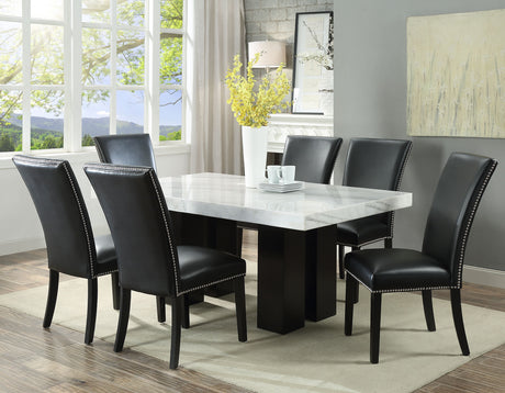 Camila Black Rectangular Marble Top Dining Room Set from Steve Silver - Luna Furniture