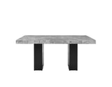 Artemis Black 5-Piece 70" Rectangle Gray Marble Table with 4 Black Vegan Leather Chairs from Steve Silver - Luna Furniture