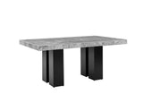 Artemis Black 5-Piece 70" Rectangle Gray Marble Table with 4 Black Vegan Leather Chairs from Steve Silver - Luna Furniture