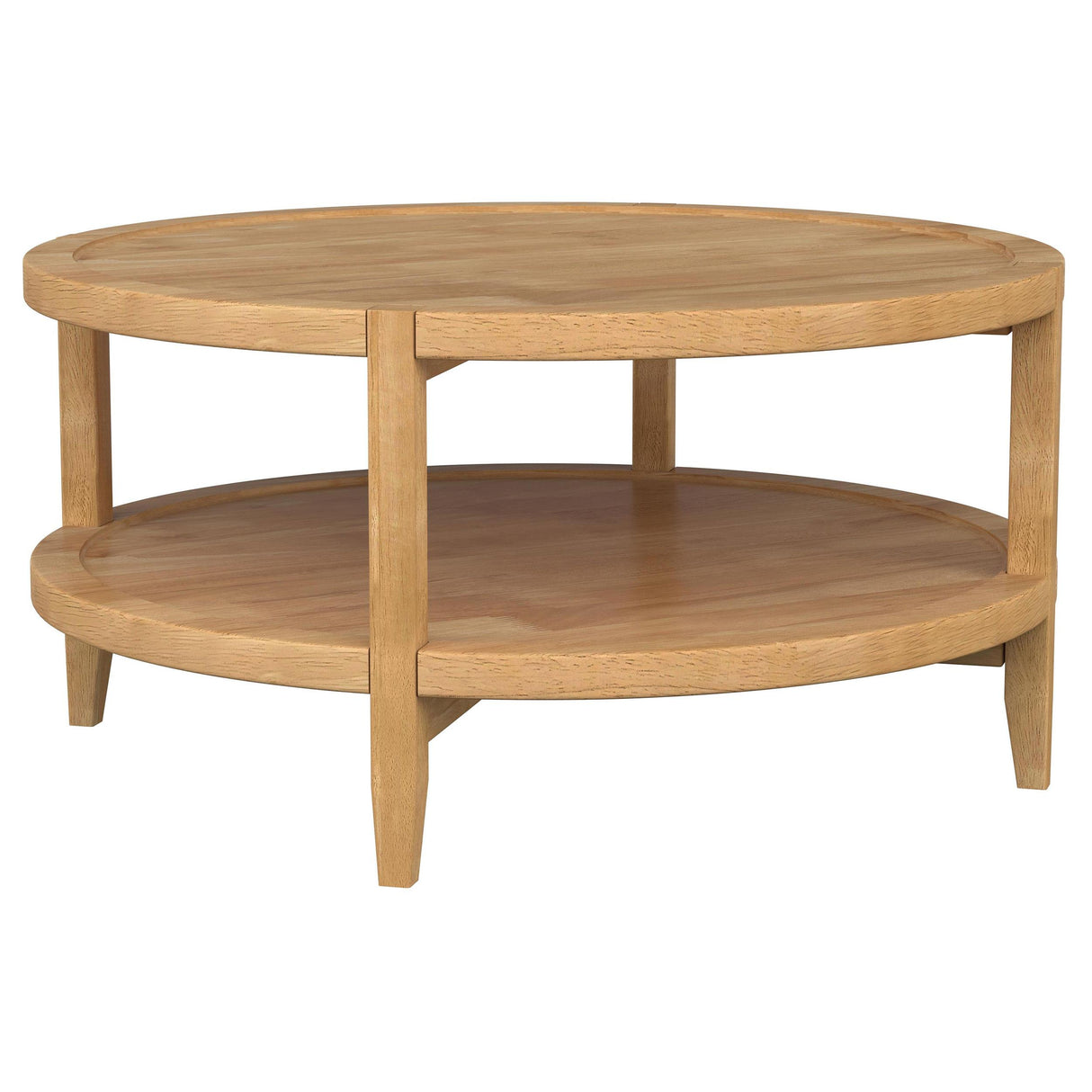 Camillo Maple Brown Round Solid Wood Coffee Table with Shelf from Coaster - Luna Furniture