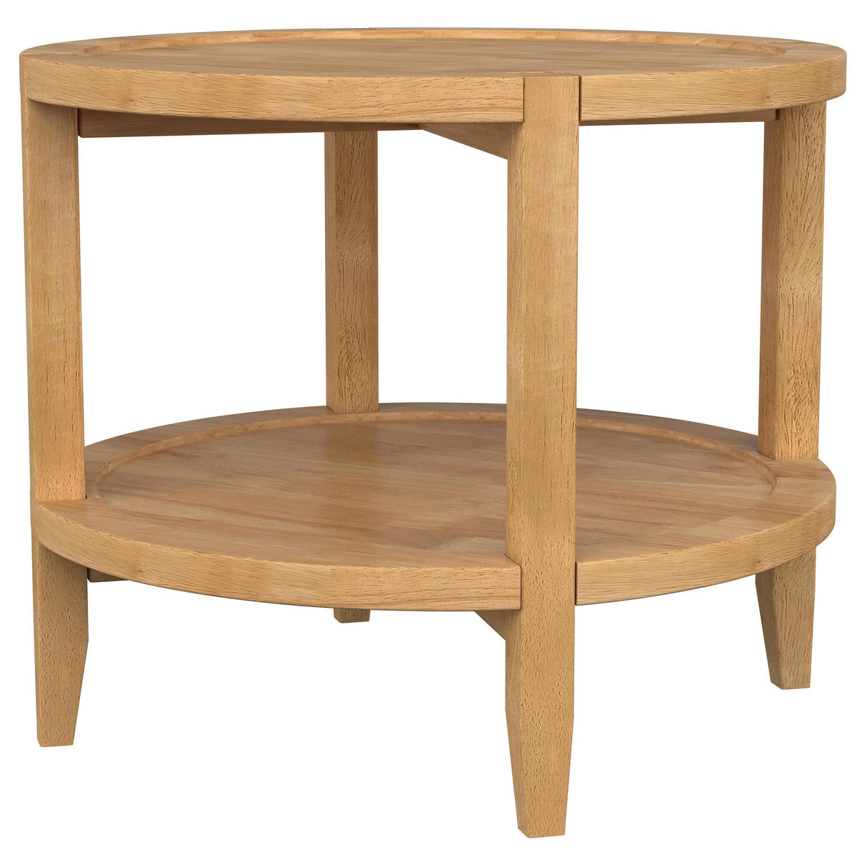 Camillo Maple Brown Round Solid Wood End Table with Shelf from Coaster - Luna Furniture