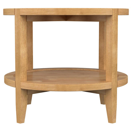Camillo Maple Brown Round Solid Wood End Table with Shelf from Coaster - Luna Furniture