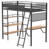 Campus Matte Black 3-Shelf Metal Twin Workstation Loft Bed from Coaster - Luna Furniture