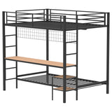 Campus Matte Black Metal Full Over Twin Workstation Bunk Bed from Coaster - Luna Furniture