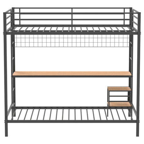 Campus Matte Black Metal Full Over Twin Workstation Bunk Bed from Coaster - Luna Furniture