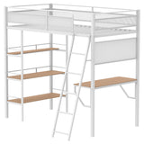 Campus Matte White 3-Shelf Metal Twin Workstation Loft Bed from Coaster - Luna Furniture