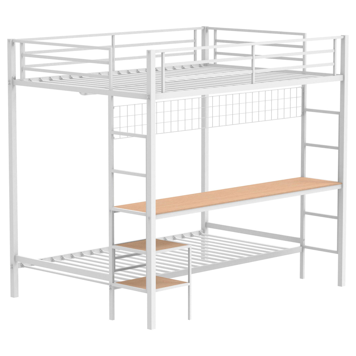 Campus Matte White Metal Full Over Twin Workstation Bunk Bed from Coaster - Luna Furniture