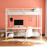 Campus Matte White Metal Full Over Twin Workstation Bunk Bed from Coaster - Luna Furniture