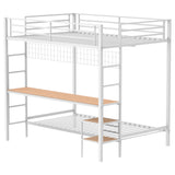 Campus Matte White Metal Full Over Twin Workstation Bunk Bed from Coaster - Luna Furniture