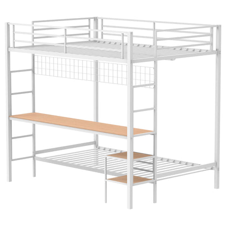Campus Matte White Metal Full Over Twin Workstation Bunk Bed from Coaster - Luna Furniture