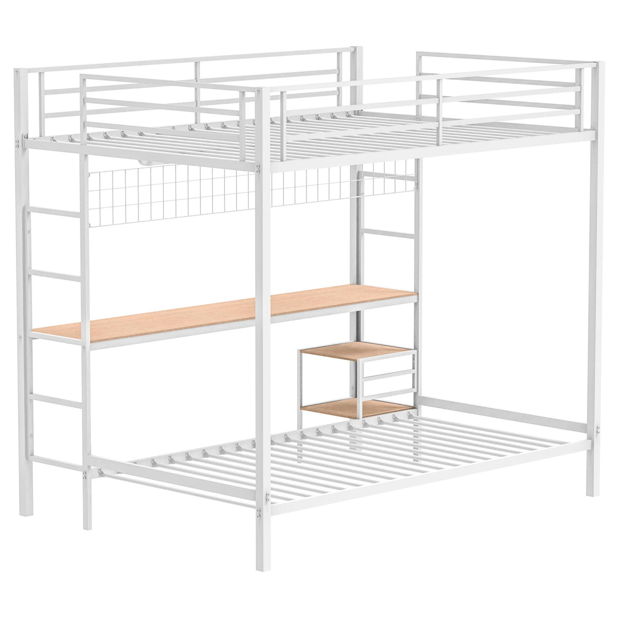 Campus Matte White Metal Full Over Twin Workstation Bunk Bed from Coaster - Luna Furniture