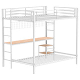 Campus Matte White Metal Full Over Twin Workstation Bunk Bed from Coaster - Luna Furniture