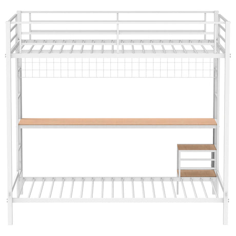 Campus Matte White Metal Full Over Twin Workstation Bunk Bed from Coaster - Luna Furniture