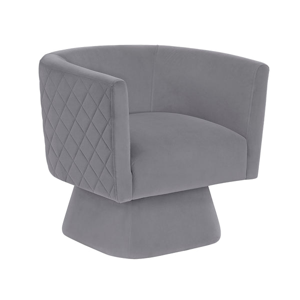 Candace Gray Velvet Swivel Accent Chair