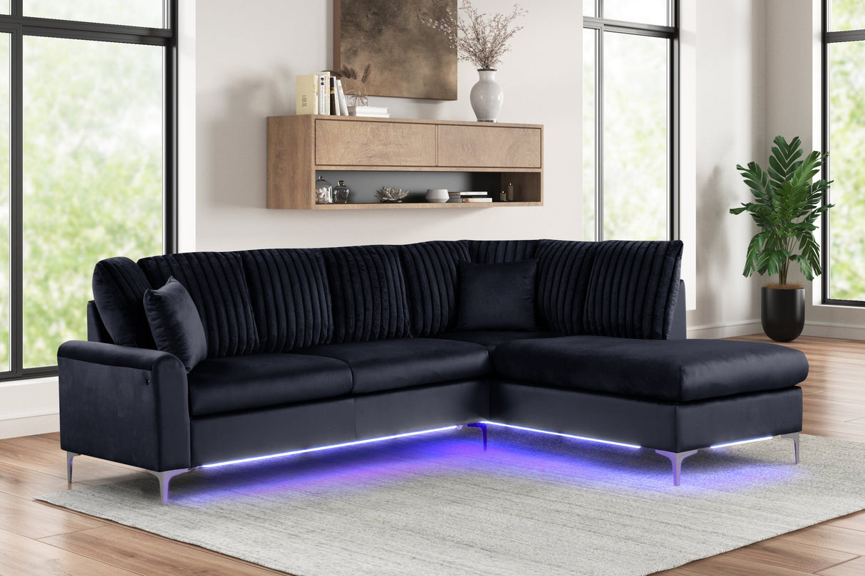 Candy Black Reversible Sectional with LED Lights from Happy Homes - Luna Furniture