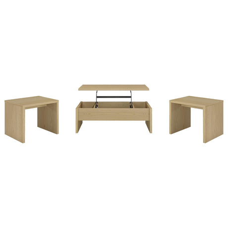 Canoga Light Oak 3-Piece Lift Top Cocktail Coffee Table Set from Coaster - Luna Furniture