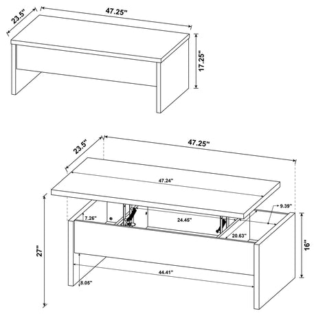 Canoga Mango 3-Piece Lift Top Cocktail Coffee Table Set from Coaster - Luna Furniture