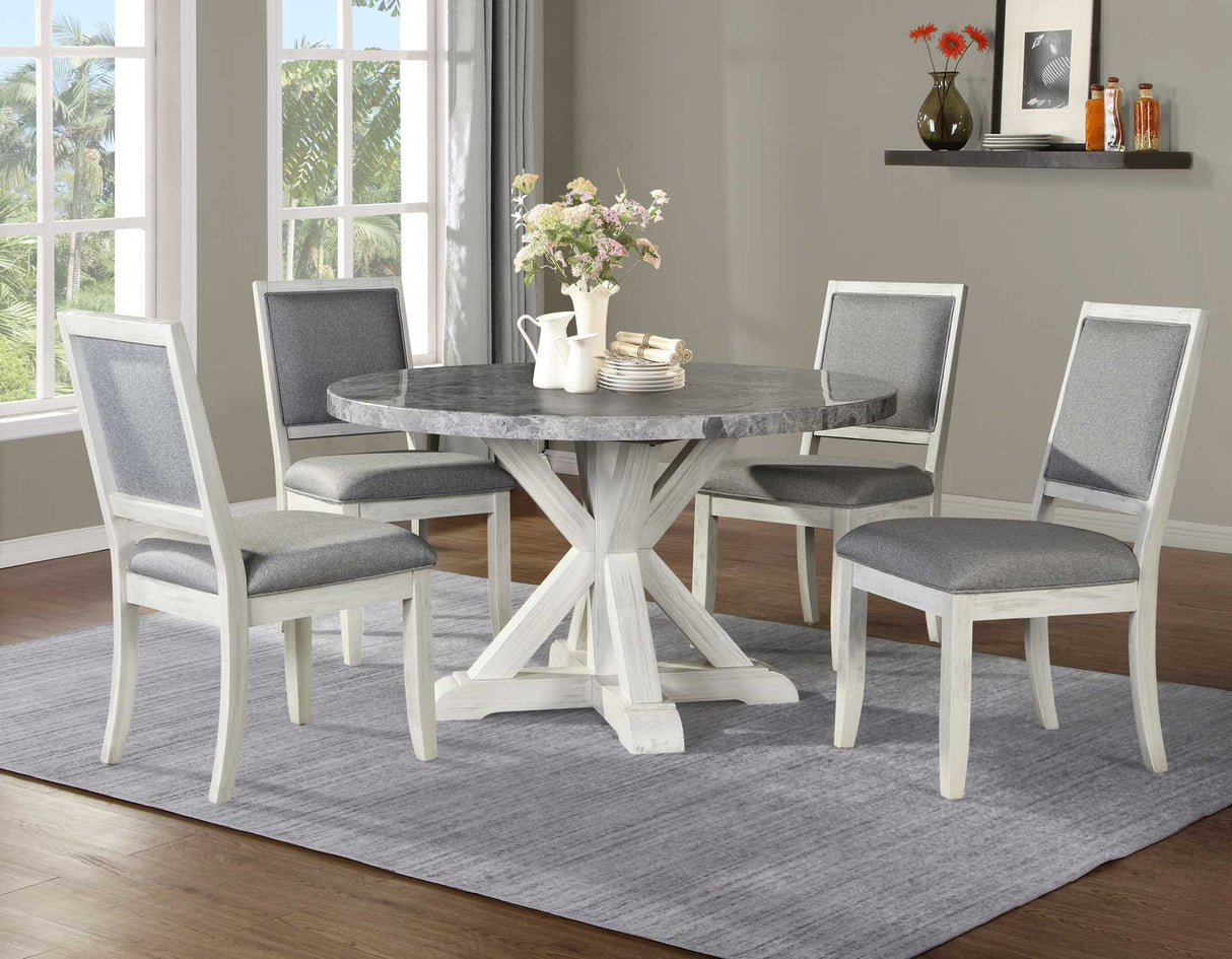 Canova White/Gray Round Marble Top Dining Room Set from Steve Silver - Luna Furniture