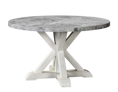 Canova White/Gray Round Marble Top Dining Room Set from Steve Silver - Luna Furniture