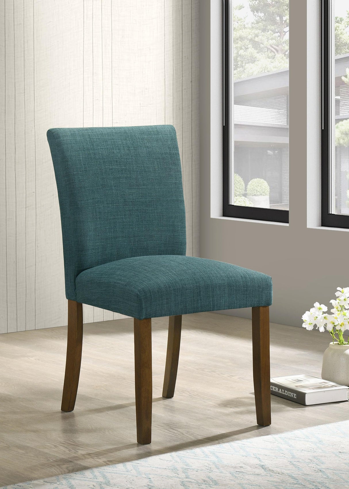 Cantley Blue Upholstered Dining Side Chair, Set of 2 from Coaster - Luna Furniture